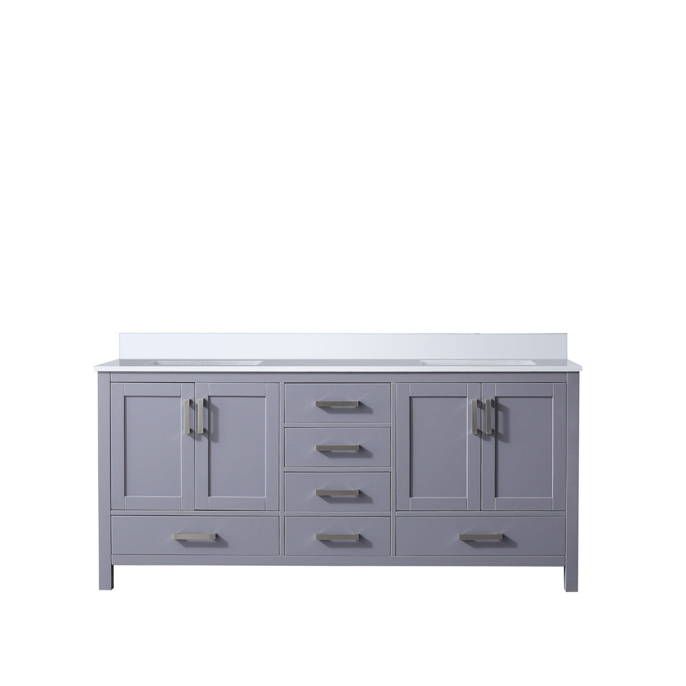 Jacques Dark Grey Freestanding Bathroom Vanity with White Quartz Top, White Square Sink