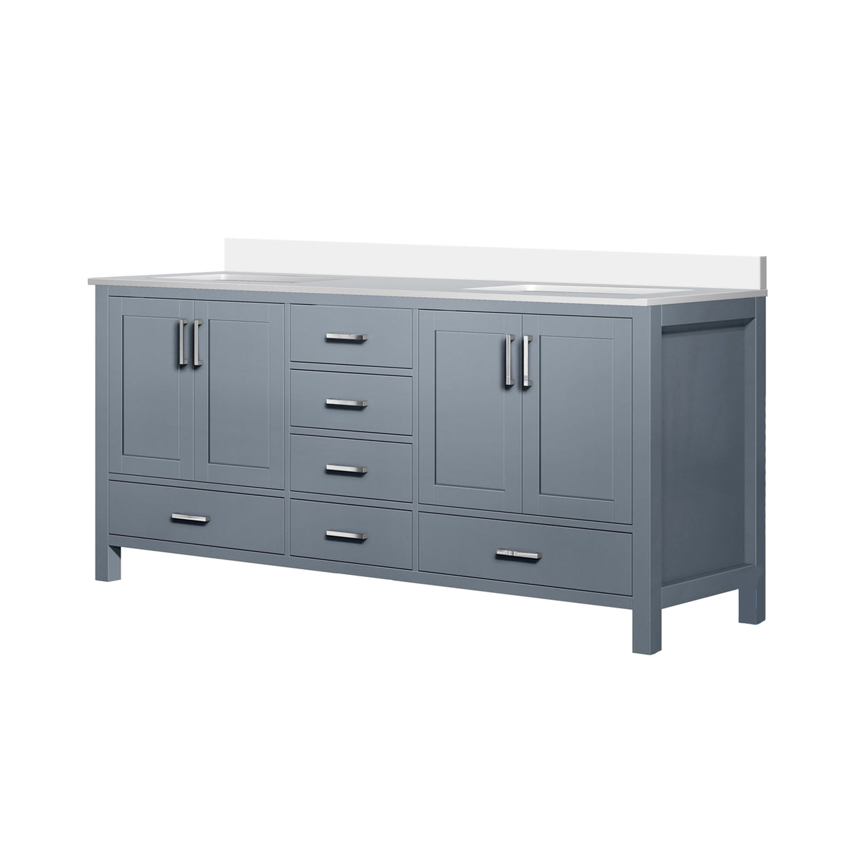 Jacques Dark Grey Freestanding Bathroom Vanity with White Quartz Top, White Square Sink