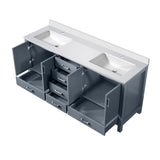 Jacques Dark Grey Freestanding Bathroom Vanity with White Quartz Top, White Square Sink