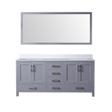 Jacques 72" Dark Grey Double Vanity, White Quartz Top, White Square Sinks and 70" Mirror