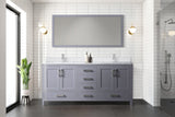 Jacques Dark Grey Freestanding Bathroom Vanity with White Quartz Top, White Square Sink