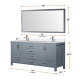 Jacques Dark Grey Freestanding Bathroom Vanity with White Quartz Top, White Square Sink