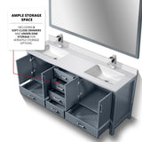 Jacques Dark Grey Freestanding Bathroom Vanity with White Quartz Top, White Square Sink