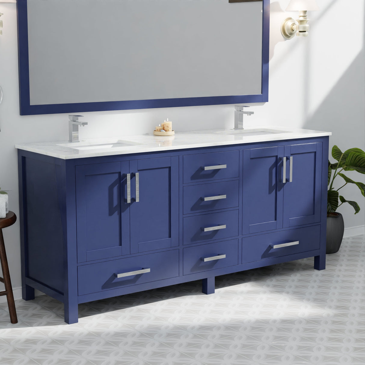 Jacques Navy Blue Bath Freestanding Bathroom Vanity