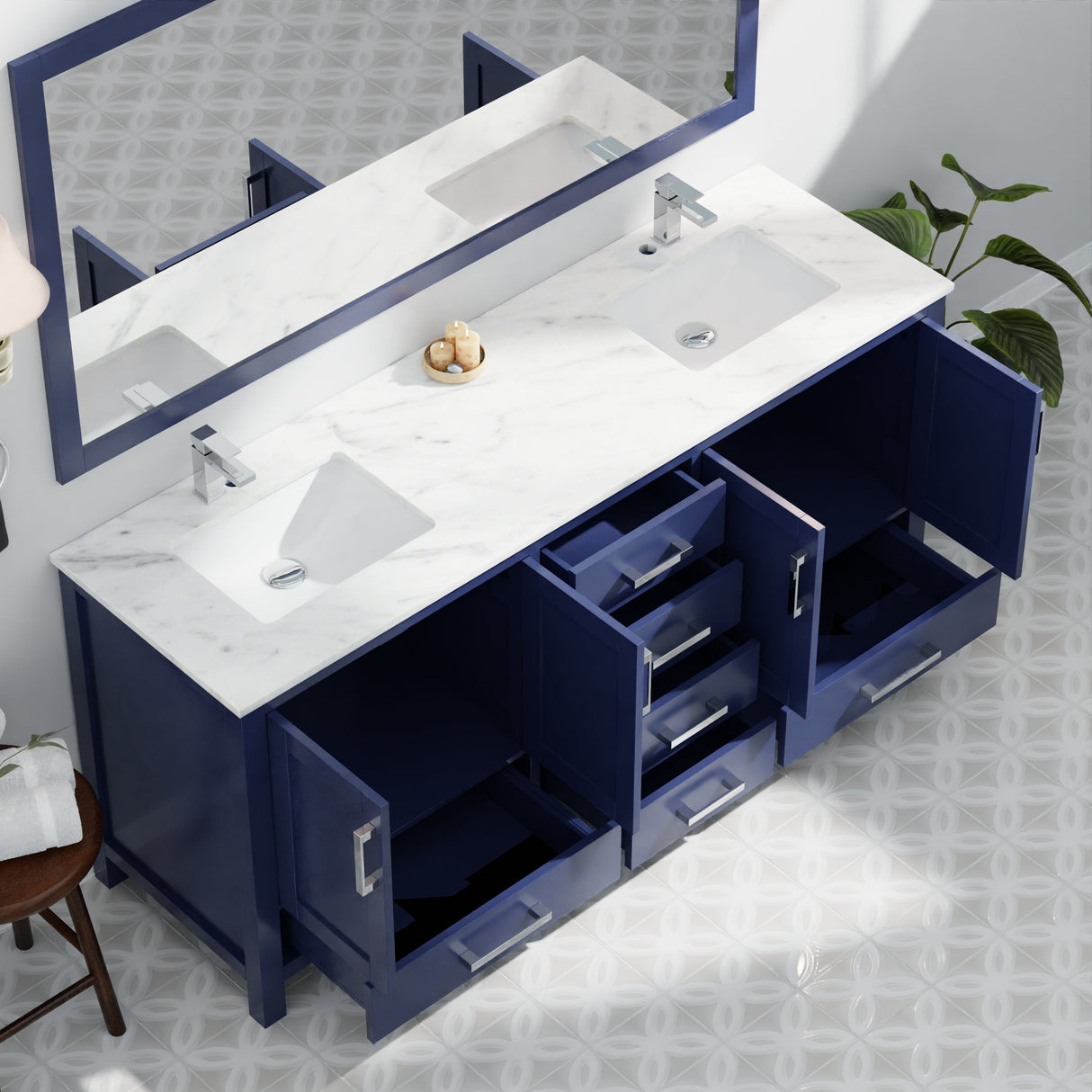 Jacques Navy Blue Bath Freestanding Bathroom Vanity
