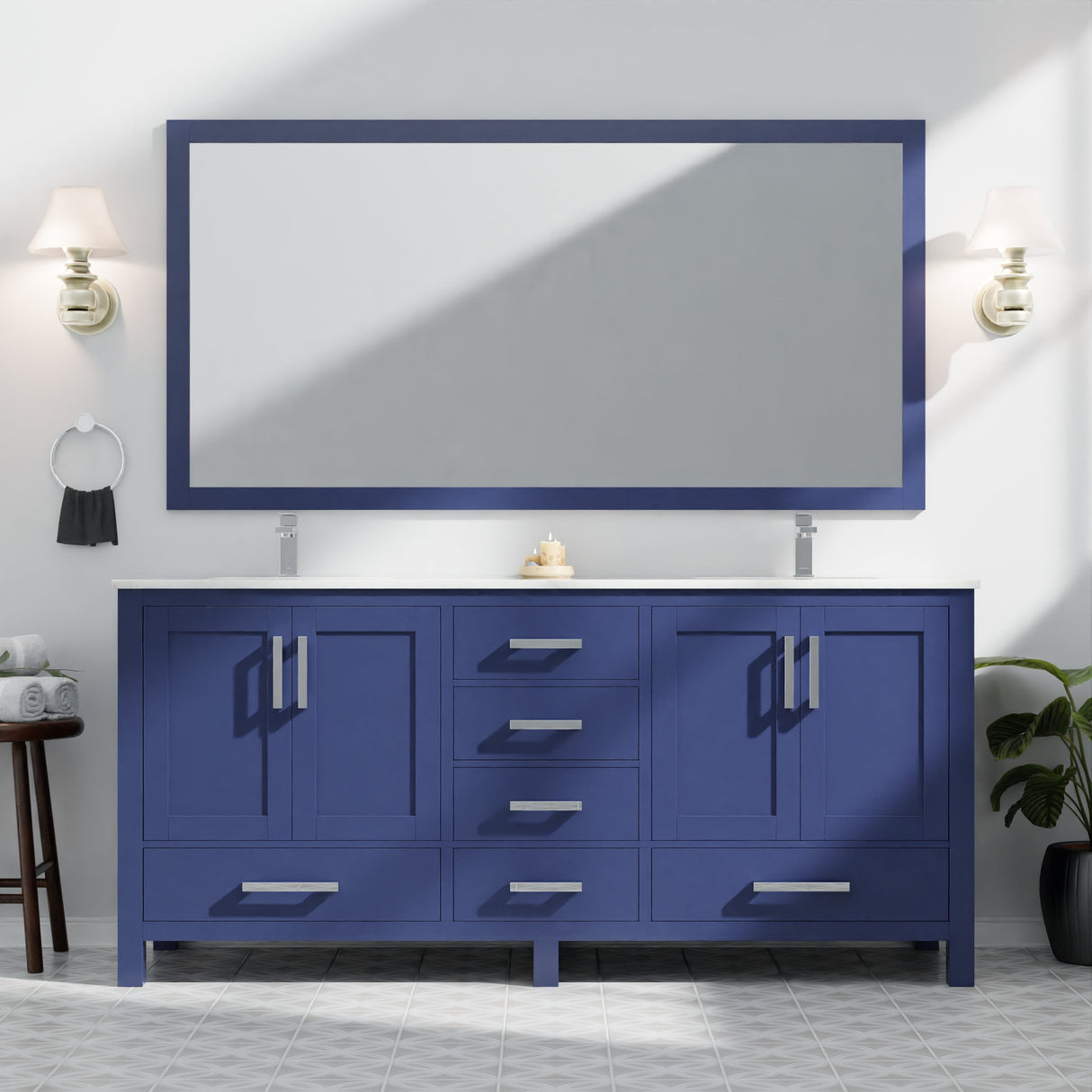 Jacques Navy Blue Bath Freestanding Bathroom Vanity