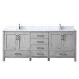 Jacques Distressed Grey Freestanding Bathroom Vanity with White Carrara Marble Top, White Square Sink