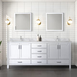 Jacques 80 in. Freestanding Bathroom Vanity with White Carrara Marble Top, White Square Sink