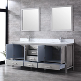 Jacques Distressed Grey Freestanding Bathroom Vanity with White Carrara Marble Top, White Square Sink