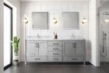 Jacques 80 in. Freestanding Bathroom Vanity with White Carrara Marble Top, White Square Sink