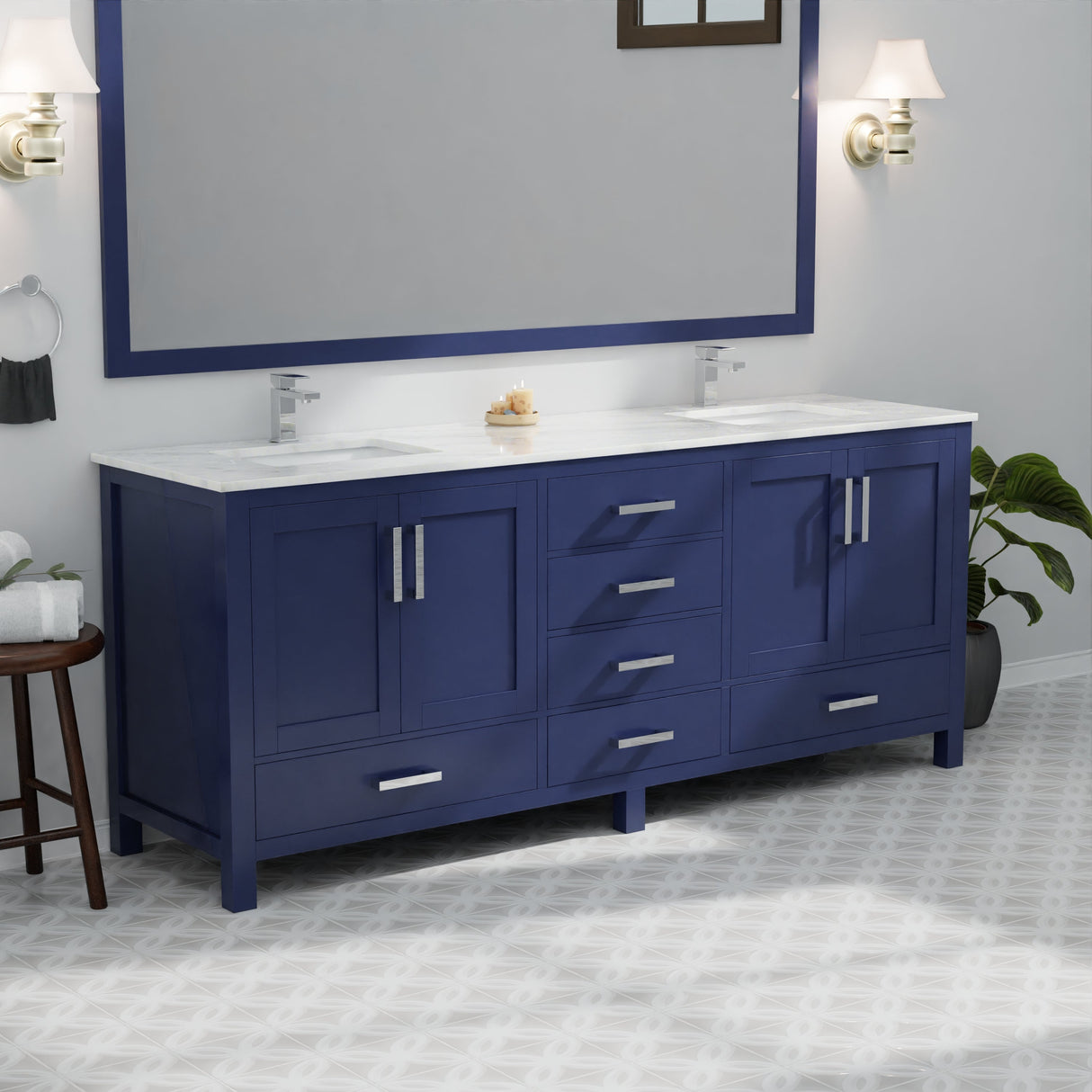 Jacques Navy Blue Bath Freestanding Bathroom Vanity