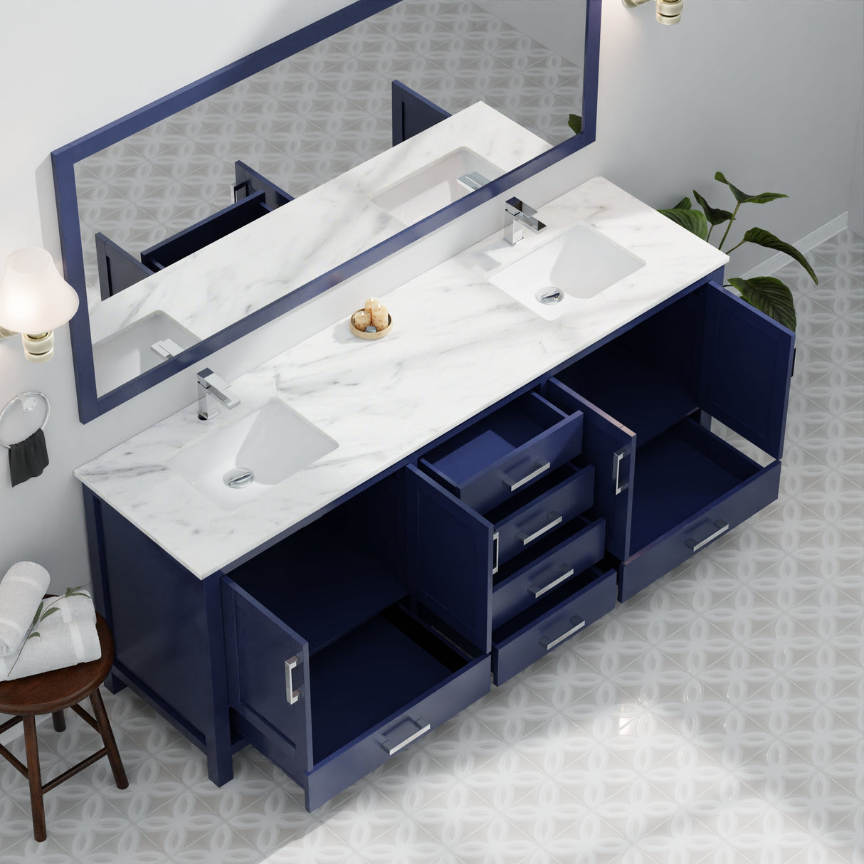 Jacques Navy Blue Bath Freestanding Bathroom Vanity
