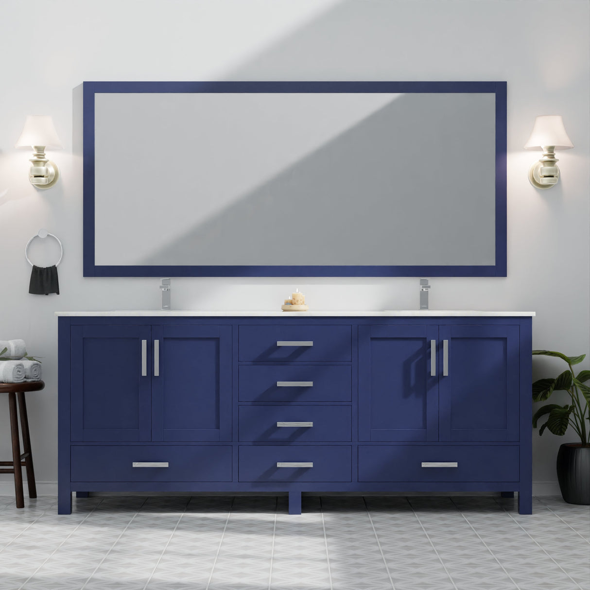 Jacques Navy Blue Bath Freestanding Bathroom Vanity