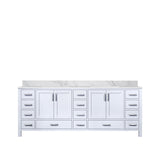 Jacques 84 in. Bathroom Freestanding Bathroom Vanity With Undermount Ceramic Sink, White Carrara Marble