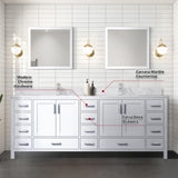 Jacques 84 in. Bathroom Freestanding Bathroom Vanity With Undermount Ceramic Sink, White Carrara Marble