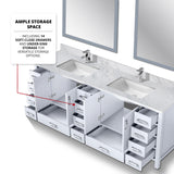 Jacques 84 in. Bathroom Freestanding Bathroom Vanity With Undermount Ceramic Sink, White Carrara Marble