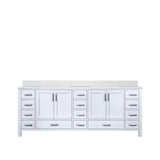 Jacques 84 in. Freestanding Bathroom Vanity with White Quartz Top, White Square Sink