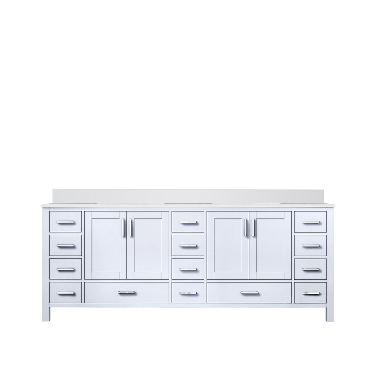 Jacques White Freestanding Bathroom Vanity with White Quartz Top, White Square Sink
