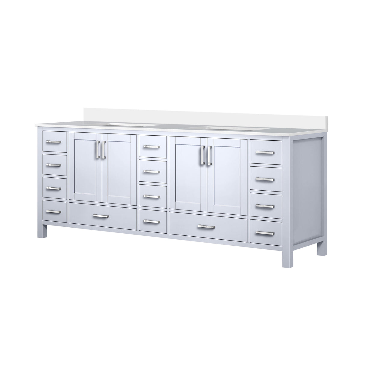 Jacques White Freestanding Bathroom Vanity with White Quartz Top, White Square Sink