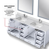Jacques 84 in. Freestanding Bathroom Vanity with White Quartz Top, White Square Sink