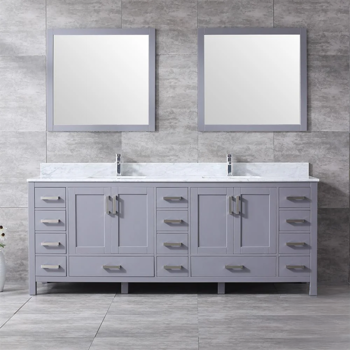 Jacques Freestanding Dark Grey Bathroom Freestanding Bathroom Vanity With Undermount Ceramic Sink, White Carrara Marble