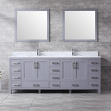 Jacques Freestanding Dark Grey Bathroom Freestanding Bathroom Vanity With Undermount Ceramic Sink, White Carrara Marble