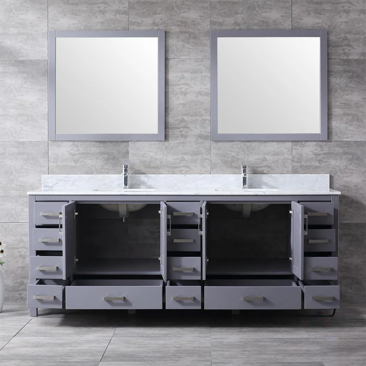 Jacques Freestanding Dark Grey Bathroom Freestanding Bathroom Vanity With Undermount Ceramic Sink, White Carrara Marble