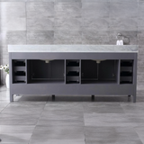 Jacques Freestanding Dark Grey Bathroom Freestanding Bathroom Vanity With Undermount Ceramic Sink, White Carrara Marble