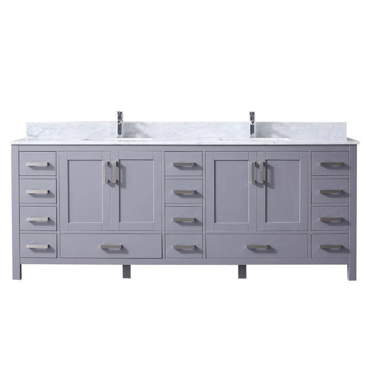 Jacques Freestanding Dark Grey Bathroom Freestanding Bathroom Vanity With Undermount Ceramic Sink, White Carrara Marble