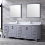 Jacques Freestanding Dark Grey Bathroom Freestanding Bathroom Vanity With Undermount Ceramic Sink, White Carrara Marble