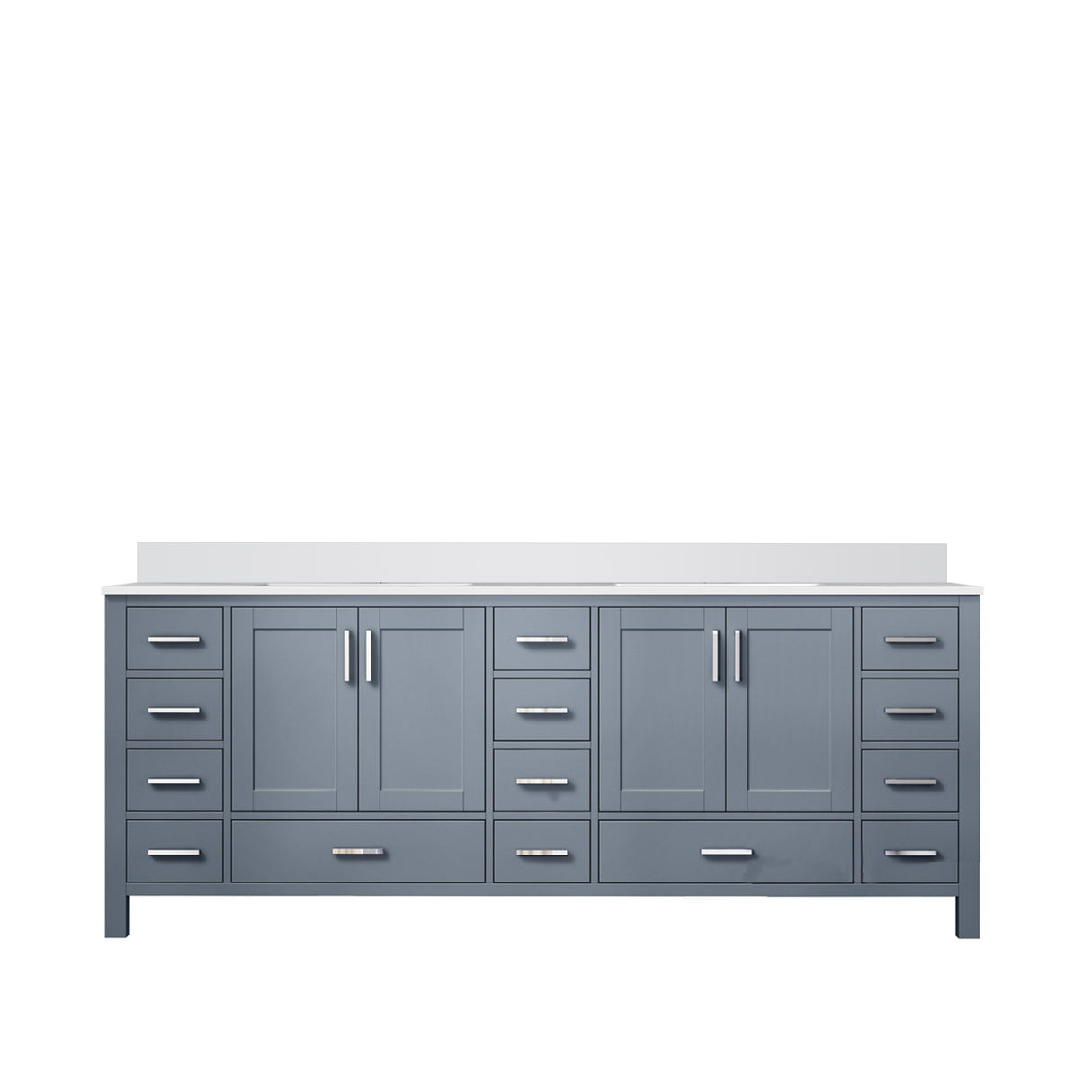 Jacques 84 in. Freestanding Bathroom Vanity with White Quartz Top, White Square Sink