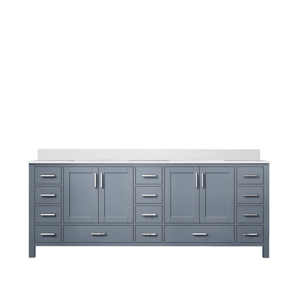 Jacques Dark Grey Freestanding Bathroom Vanity with White Quartz Top, White Square Sink