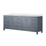 Jacques 84 in. Freestanding Bathroom Vanity with White Quartz Top, White Square Sink