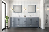 Jacques Dark Grey Freestanding Bathroom Vanity with White Quartz Top, White Square Sink
