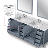Jacques Dark Grey Freestanding Bathroom Vanity with White Quartz Top, White Square Sink