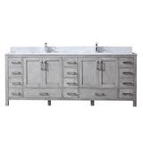 Jacques Distressed Grey Freestanding Bathroom Vanity with White Carrara Marble Top, White Square Sink
