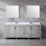 Jacques Distressed Grey Freestanding Bathroom Vanity with White Carrara Marble Top, White Square Sink