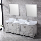 Jacques Distressed Grey Freestanding Bathroom Vanity with White Carrara Marble Top, White Square Sink