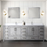 Jacques Distressed Grey Freestanding Bathroom Vanity with White Quartz Top, White Square Sink