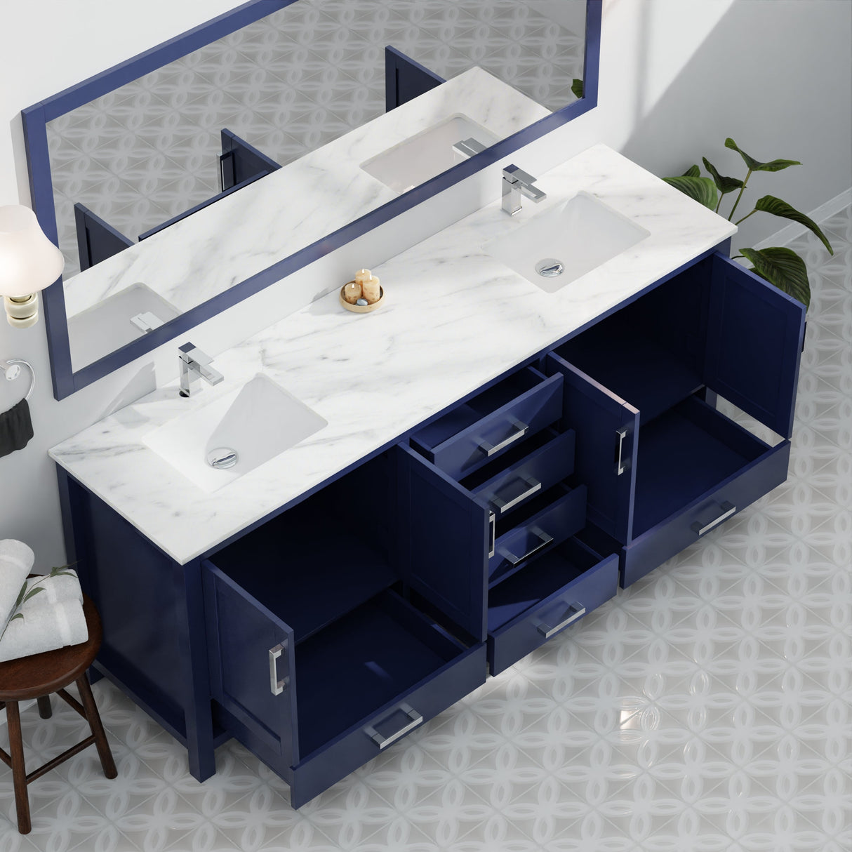 Jacques Navy Blue Bath Freestanding Bathroom Vanity