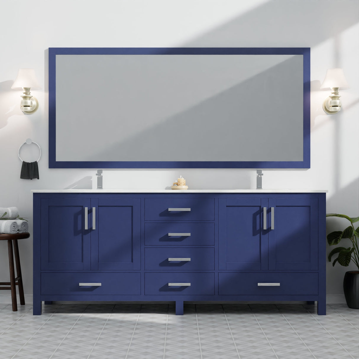 Jacques Navy Blue Bath Freestanding Bathroom Vanity