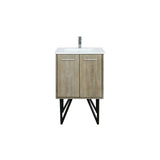 Lancy 24 in. Rustic Acacia  Freestanding Bathroom Vanity with White Quartz Top, White Square Sink, and Monte Chrome Faucet Set