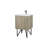 Lancy 24 in. Rustic Acacia  Freestanding Bathroom Vanity with White Quartz Top, White Square Sink, and Balzani Gun Metal Faucet Set