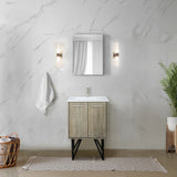 Lancy 24 in. Rustic Acacia  Freestanding Bathroom Vanity with White Quartz Top, and White Square Sink