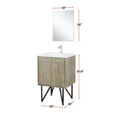 Lancy 24 in. Rustic Acacia  Freestanding Bathroom Vanity with White Quartz Top, and White Square Sink