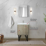 Lancy Rustic Acacia Freestanding Bathroom Vanity with White Quartz Top, and White Square Sink