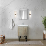 Lancy 24 in. Rustic Acacia  Freestanding Bathroom Vanity with White Quartz Top, White Square Sink, and Monte Chrome Faucet Set