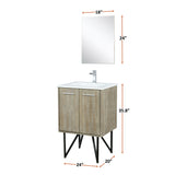Lancy 24 in. Rustic Acacia  Freestanding Bathroom Vanity with White Quartz Top, White Square Sink, and Monte Chrome Faucet Set