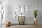 Lancy 24 in. Rustic Acacia  Freestanding Bathroom Vanity with White Quartz Top, White Square Sink, and Balzani Gun Metal Faucet Set
