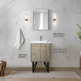 Lancy 24 in. Rustic Acacia  Freestanding Bathroom Vanity with White Quartz Top, White Square Sink, and Balzani Gun Metal Faucet Set